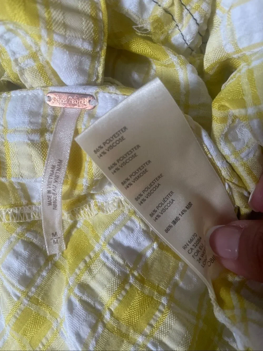 Free People Beach Club Maxi Dress yellow gingham tiered size M